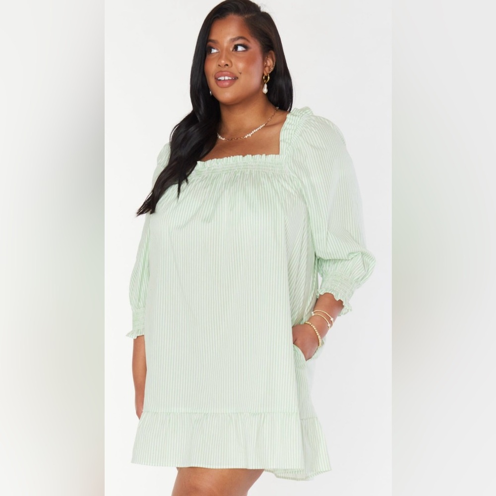 Show Me Your Mumu Green Striped Delight Dress    SIZE 3X   **LIKE NEW**